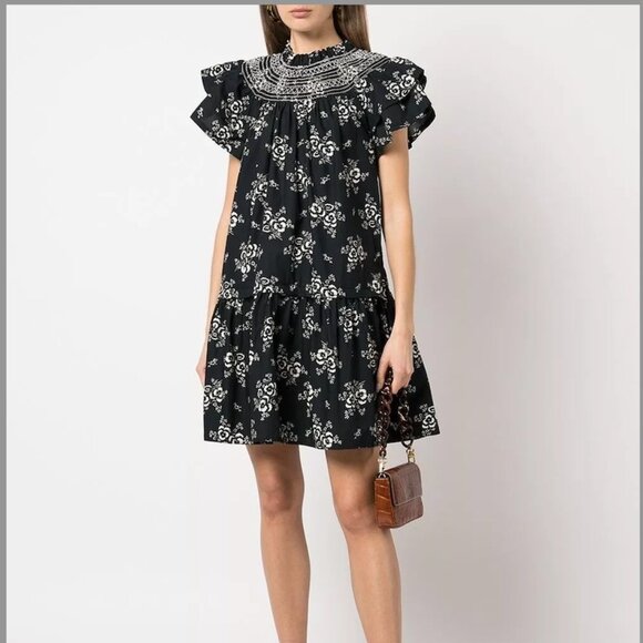 Sea New York Alessia Floral Print Smocked Tunic Dress Size XS - Picture 1 of 1